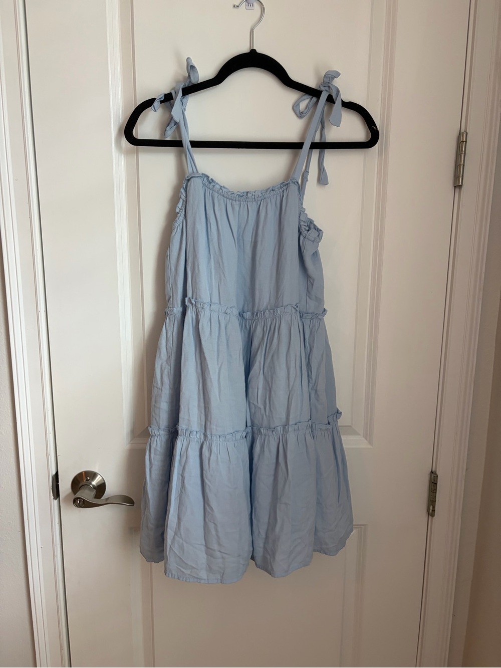 Trixxi Pale Blue Tiered Tie-Strap Sundress